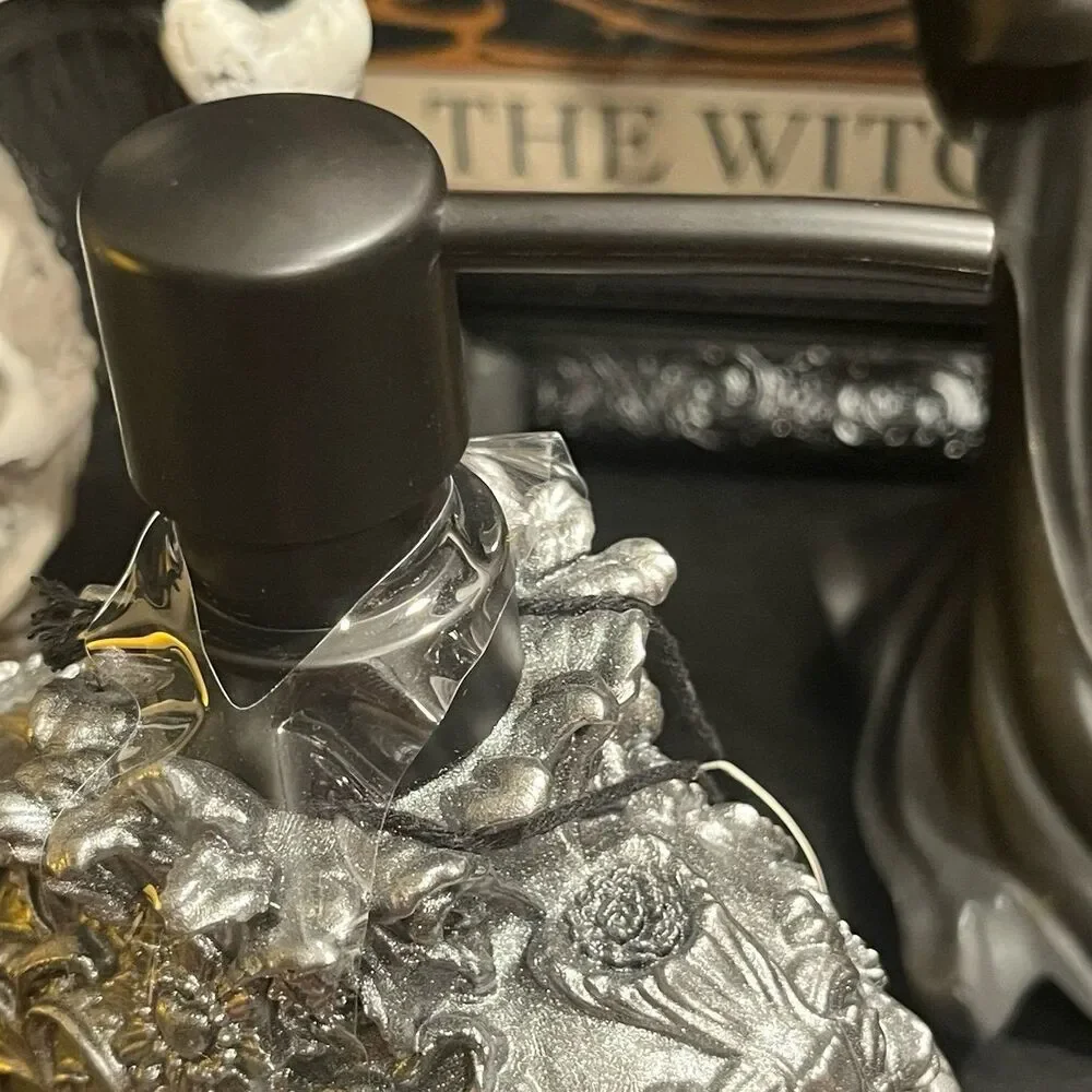Halloween Bath Collection Silver Shimmer Skull Potion Soap Dispenser Bottle